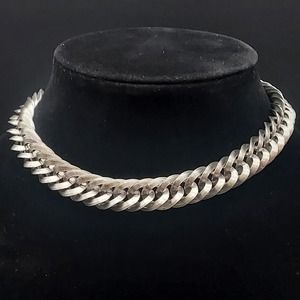 Signed Vendome Silver Tone Chain Link Necklace Vintage Costume Jewelry